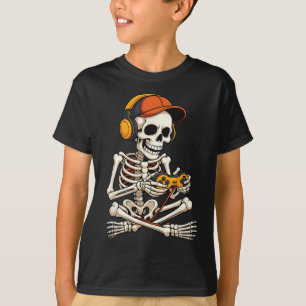 Funny Skeleton Video Game Halloween Gaming Gamer B T-Shirt