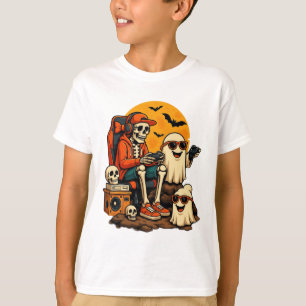 Funny Skeleton Video Game Halloween Gaming Gamer B T-Shirt