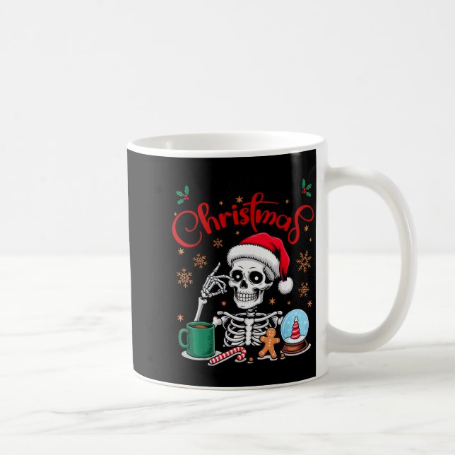 Funny Skeleton Waiting For Christmas Kids Men Wome Coffee Mug (Right)