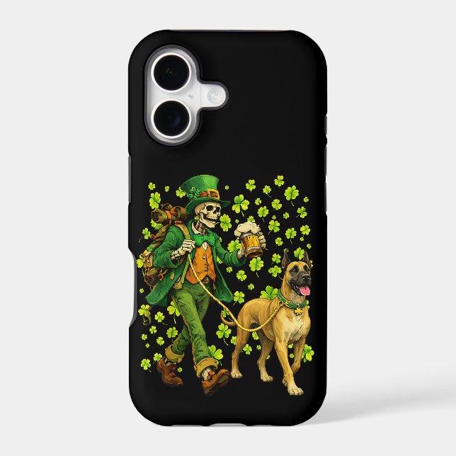 Funny Skeleton Walking Great Dane Gothic Dog Lover Case-Mate iPhone Case (Back)