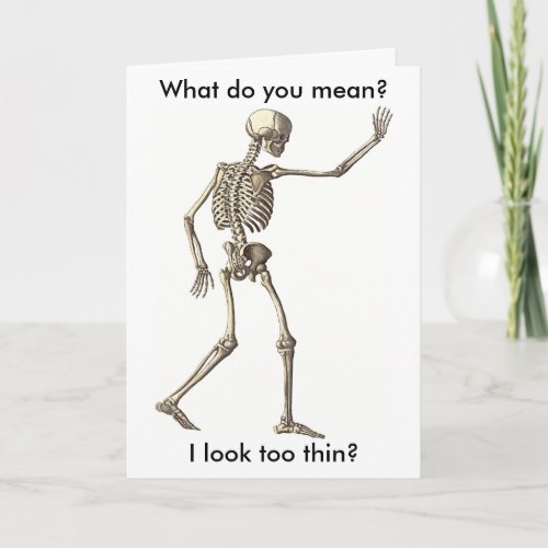 Funny Skeleton Waving Hand Happy Halloween Card