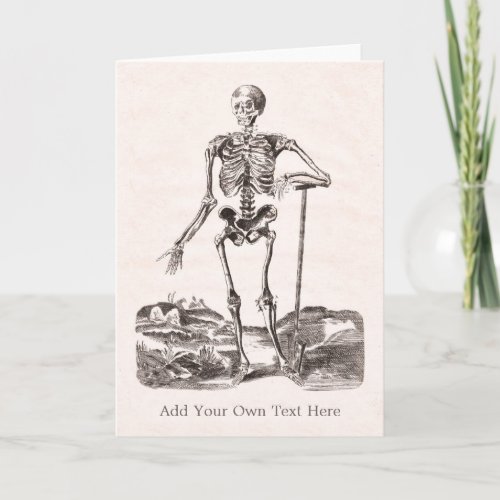 Funny Skeleton with a Shovel Card