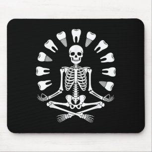 Funny Skeleton Yoga Dentist Tooth Dental Hygienist Mouse Pad