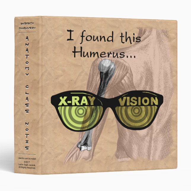 Funny Skeletons Anatomy Class Personalized 3 Ring Binder (Front/Spine)