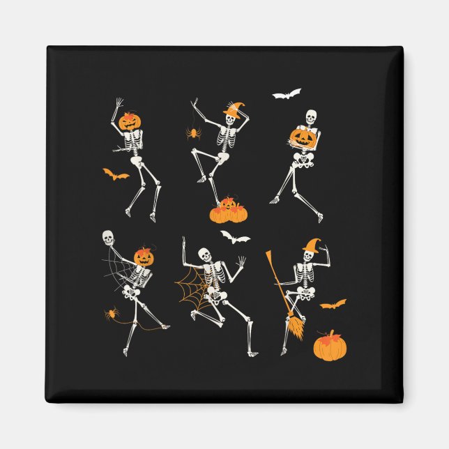 Funny Skeletons Dancing Dance Challenge Halloween  Magnet (Front)