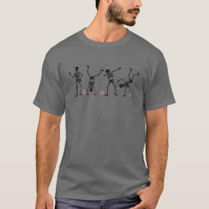 Funny Skeletons Easter Dancing Bunny Ear Eggs Bask T-Shirt