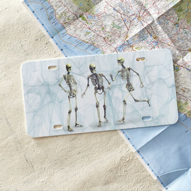 Funny Skeletons In Smokey Background Texture License Plate (In Situ)