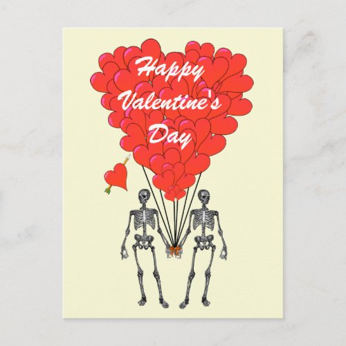 Funny skeletons romantic Valentines Holiday Postcard