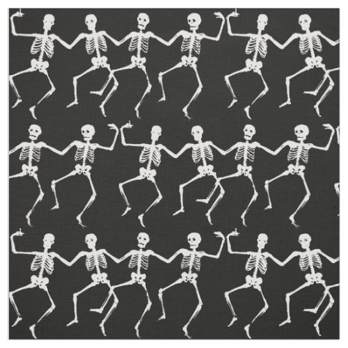 Funny skeletons skull dancing pattern halloween fabric