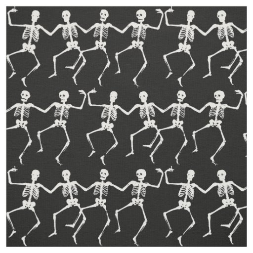 Funny skeletons skull dancing pattern halloween fabric