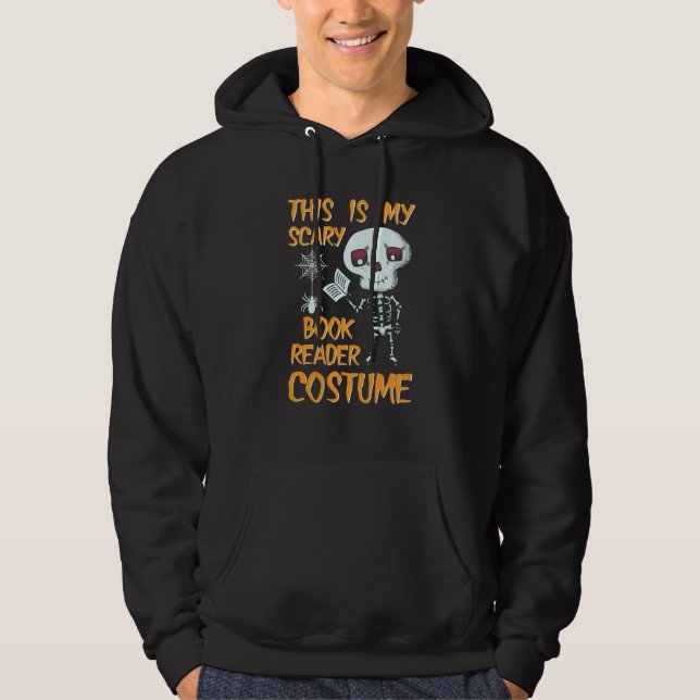Funny Skelleton Book Reader Costume For Halloween Hoodie (Front)