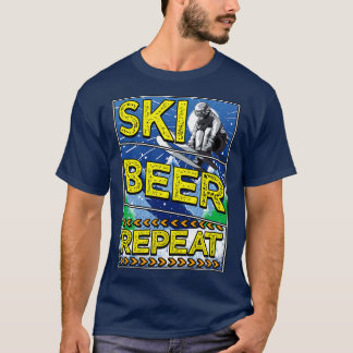 Funny Ski Beer Repeat Skiing Drinking Skiers 1 T-Shirt