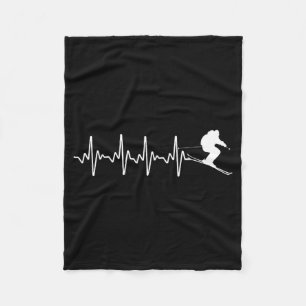 Funny ski design for skier men women kids skiing fleece blanket
