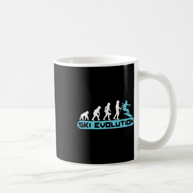 Funny Ski Evolution Winter Sport Skiing  Coffee Mug (Right)