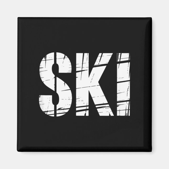Funny ski saying distressed outdoor joke men  magnet (Front)