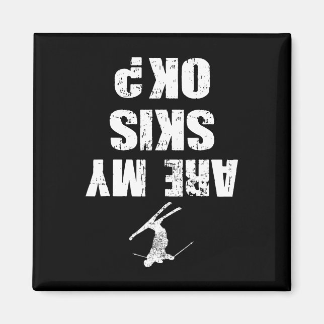 Funny Ski Tee Distressed Skiing Winter Sports Ski  Magnet (Front)