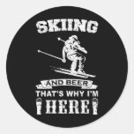 Funny Ski Tee Shirt Winter Skiing Skier Gift  Classic Round Sticker