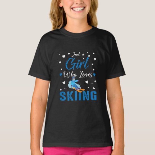 Funny Ski Winter Sports Gift Just A Girl Who Loves T_Shirt