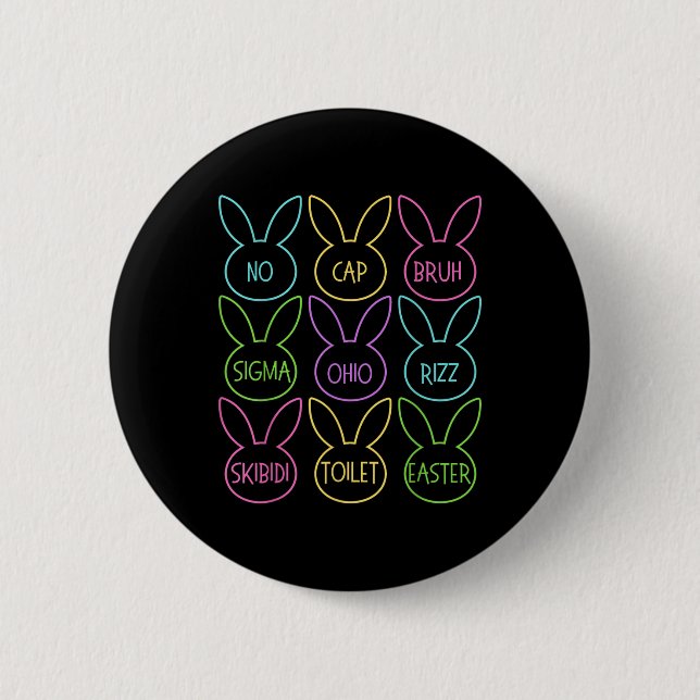 Funny Skibidi Easter Day Egg Funny Rizz Meme Easte Button (Front)