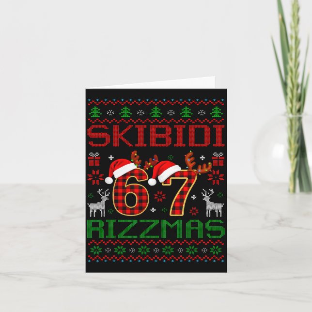 Funny Skibidi Rizzmas Meme Ugly Christmas Vibes Xm Card (Front)