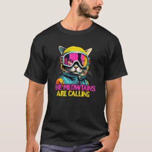 Funny Skiing Cat Gift Snowboarder Accessories The T-Shirt