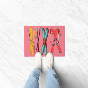 Funny Skiing Colorful Ski Skier Doormat