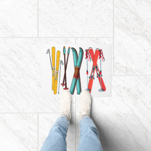 Funny Skiing Colorful Ski Skier Doormat