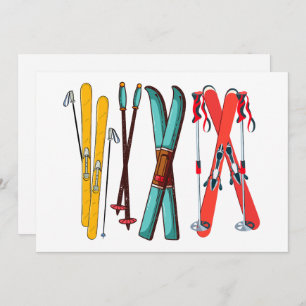 Funny Skiing Colorful Ski Skier  Holiday Card