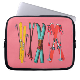 Funny Skiing Colorful Ski Skier Laptop Sleeve