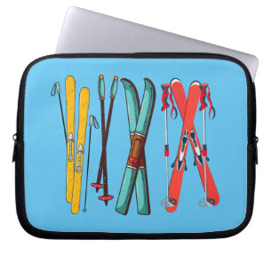 Funny Skiing Colorful Ski Skier Laptop Sleeve