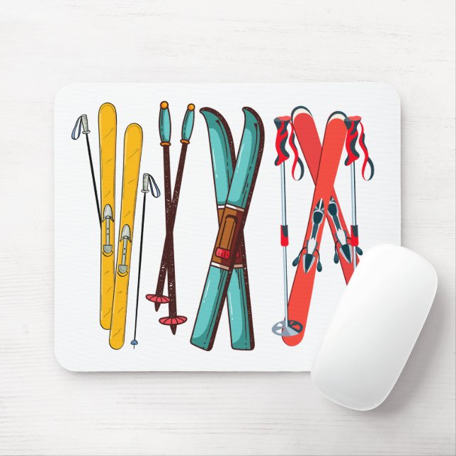 Funny Skiing Colorful Ski Skier  Mouse Pad (With Mouse)