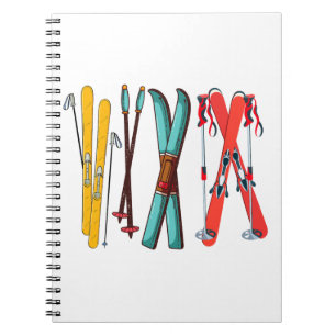 Funny Skiing Colorful Ski Skier Notebook
