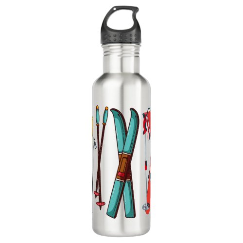 Funny Skiing Colorful Ski Skier  Stainless Steel Water Bottle