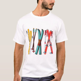 Funny Skiing Colorful Ski Skier T-Shirt