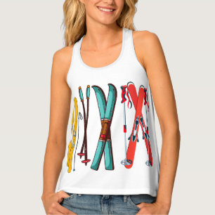 Funny Skiing Colorful Ski Skier  Tank Top