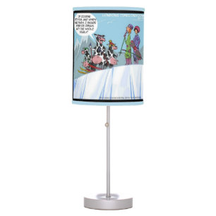Funny Skiing Cows Table Lamp