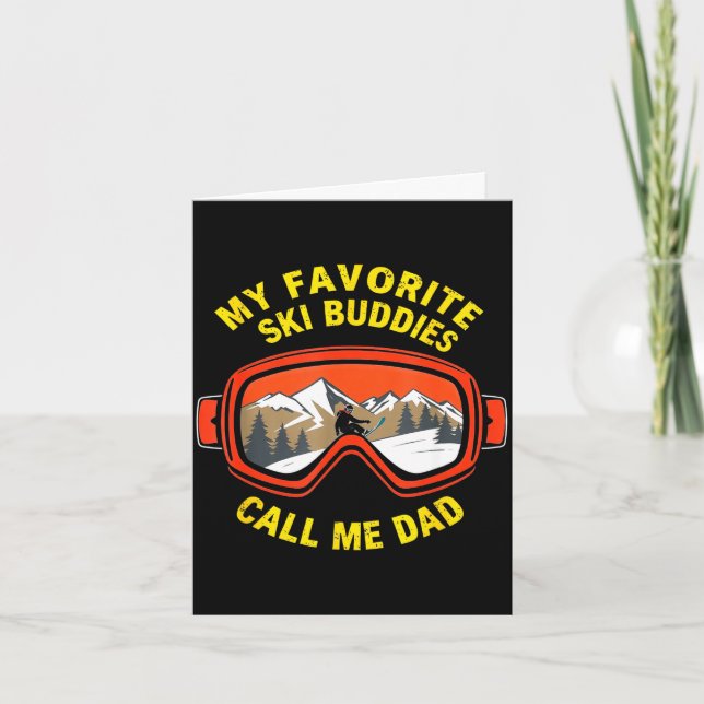 Funny skiing favorite ski buddies call dad fathers card (Front)