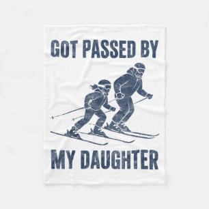 Funny Skiing Got Ped By My Daughter Family Ski Tri Fleece Blanket