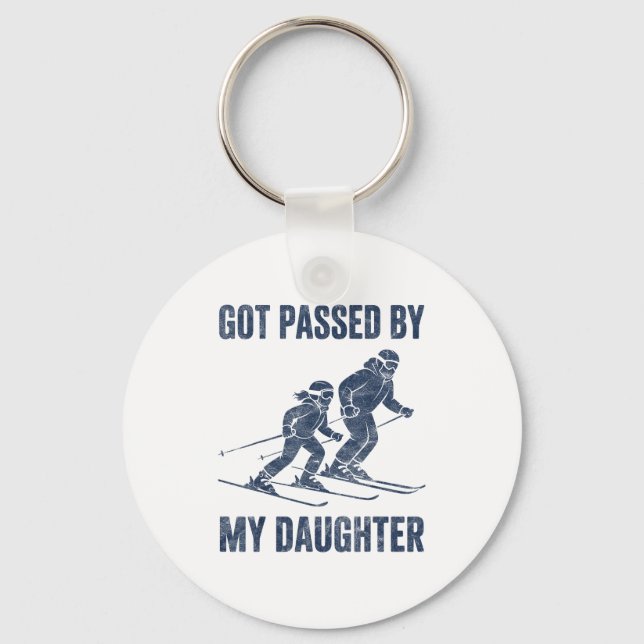 Funny Skiing Got Ped By My Daughter Family Ski Tri Keychain (Front)