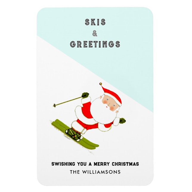Funny Skiing Holiday Cards Magnet (Vertical)
