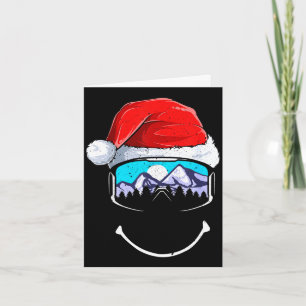 Funny skiing mountain santa hat merry christmas card
