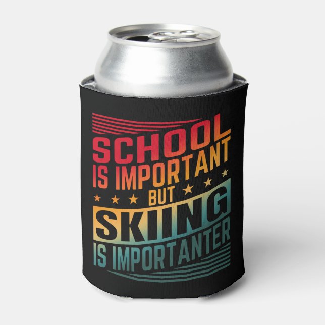 Funny Skiing Quotes Typography Can Cooler (Can Front)