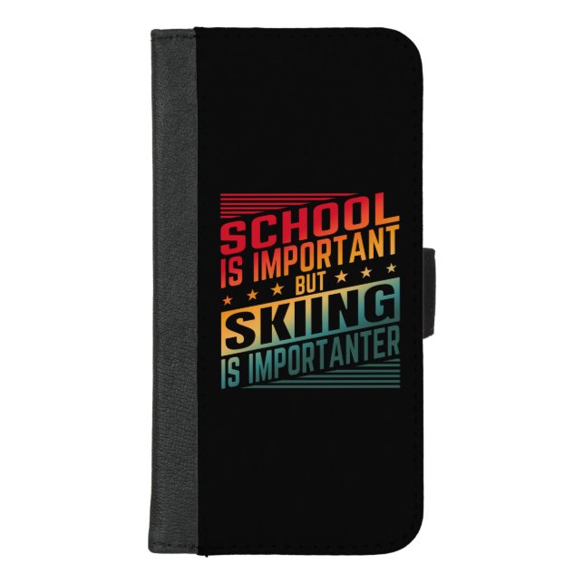 Funny Skiing Quotes Typography iPhone Wallet Case (Front)
