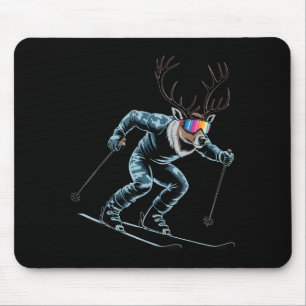 Funny Skiing Reindeer Ski Winter Srt Snowboarder S Mouse Pad
