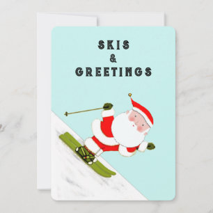 Funny Skiing Santa Holiday Card