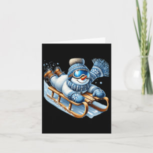Funny Skiing Snowman Winter Sports Season Xmas Clo Card