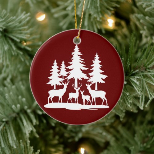 Funny Skinny Pine Tree Summer Hiking Camping  Ceramic Ornament