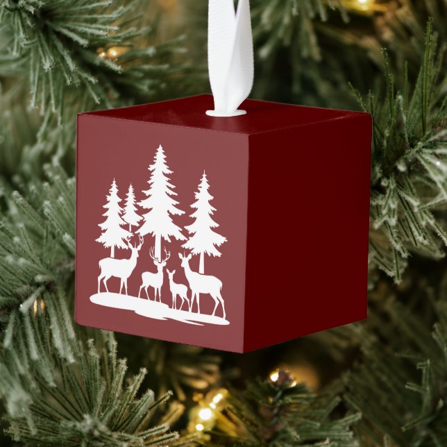 Funny Skinny Pine Tree Summer Hiking Camping  Cube Ornament (Tree)