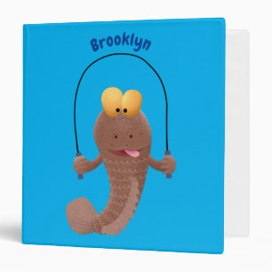 Funny skipping mudskipper fish cartoon 3 ring binder