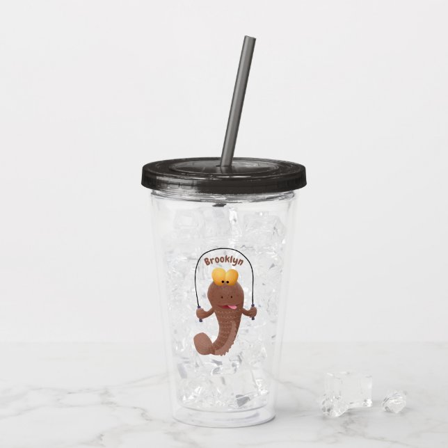 Funny skipping mudskipper fish cartoon  acrylic tumbler (Back Ice)